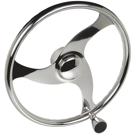 Seachoice 3 Spoke Stainless Steel Steering Wheel with Turning Knob 28611